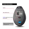The bottom of a wireless gaming mouse is shown with labels pointing to its features. Produktbild-Vorschau