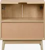 A front view of an open wooden cabinet with a light wood finish. Produktbild-Vorschau