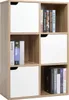 A bookshelf with books and white doors on some shelves. Produktbild-Vorschau
