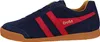 A side view of a blue Gola sneaker with red accents and a brown sole. Anteprima dell’immagine prodotto