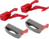 A product shot of four replacement parts for a Dyson vacuum cleaner, two red and two gray, against a white background. Produktbild-Vorschau