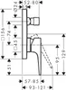 Technical drawing with dimensions for a shower system. Produktbild-Vorschau