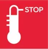 A red square with a white thermometer icon and the word STOP. Podgląd zdjęcia produktu