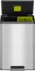 A top-down view of a stainless steel recycling bin with its lid open. Voir les images du produit