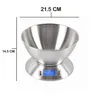 A digital kitchen scale with a stainless steel bowl, shown with dimensions indicated. Produktbild-Vorschau