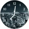Glasuhr Wanduhr Küchenuhr Echt-Glas 30fi cm Skyline Nacht Produktbild-Vorschau 1