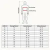 A diagram of a male figure with measurement lines and a table of clothing sizes and corresponding body measurements. Produktbild-Vorschau