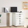 vidaXL Rollschrank mit Schreibtisch MOSS Weiß Massivholz Produktbild-Vorschau 2
