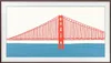 A stylized illustration of the Golden Gate Bridge over blue water, framed by a dark border. Voir les images du produit