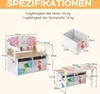 Diagrams showing dimensions and specifications of a children's table and chair set. Anteprima dell’immagine prodotto
