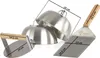 A set of BBQ tools including burger domes, a smasher, and a spatula, with dimensions indicated by lines and text. Náhled obrázku produktu