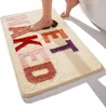 Beige Badezimmerteppich Bunt Badematte rutschfest Waschbar Produktbild-Vorschau 1