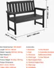 A black garden bench with dimensions and accessory information displayed. Produktbild-Vorschau