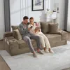 Cordsofa Khaki Sofa mit Schlaffunktion Hohe Rš¹ckenlehne Produktbild-Vorschau 2