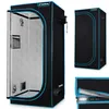 A grow tent is shown from multiple angles, including a close-up of its features. Produktbild-Vorschau