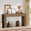 A console table with decorative items and a basket underneath, placed in a room with curtains and a rug. Podgląd zdjęcia produktu