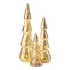 LED-glazen kerstboom, set van 3, zilver, op batterijen, met Productafbeelding-voorbeeld 3