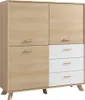 byLIVING Highboard BASTIAN / Eiche bianco, weiß / Griffe Produktbild-Vorschau 1
