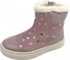 A single pink boot with silver heart patterns and white fur trim, shown on a white background. Produktbild-Vorschau