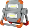 A portable LED work light with two light panels and a foldable stand. Produktbild-Vorschau