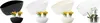 Four different colored planters with plants inside, displayed against a white background. Podgląd zdjęcia produktu