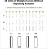 A grid displaying various sewing machine stitch patterns and examples of stitch types. Produktbild-Vorschau