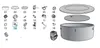 Diagram showing various parts of a Bestway Lay-Z-Spa, with numbers indicating different components and a larger illustration of the spa itself. Produktbild-Vorschau