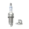 A Bosch spark plug and its electrode are shown against a white background. Produktbild-Vorschau