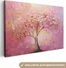 MuchoWow® - Leinwandbilder - Baum - Rosa - Gold - Modern, Produktbild-Vorschau 1