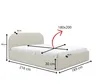 A diagram showing the dimensions of a bed with a mattress. Voir les images du produit