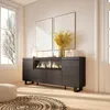 Sideboard, Highboard, 208x35x87cm, 4 Türen, Elektrokamin Produktbild-Vorschau 2