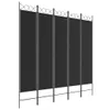 vidaXL 5-tlg. Paravent Schwarz 200x200 cm Stoff Produktbild-Vorschau 1