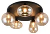 5-lichts plafondlamp Lumina zwart met amber glas Productafbeelding-voorbeeld 1
