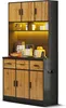 A modern kitchen hutch with integrated lighting, showing various kitchen appliances and items. Náhled obrázku produktu