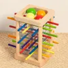 Holz Lernspiel für Kinder ab 3 Jahren, Spielbrett ca. 8x16,5x8 cm, mit Bällen und Stäbchen Produktbild-Vorschau