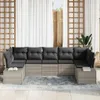 Gartensofa-set mit Kissen 7 pcs Hellgrau Poly-Rattan Produktbild-Vorschau 3