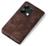 A brown flip cover phone case is shown from a diagonal top-down view against a white background. Produktbild-Vorschau