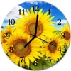 Glasuhr Wanduhr Küchenuhr Echt-Glas 30fi cm Sonnenblumen Produktbild-Vorschau 1