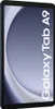 A dark blue Samsung Galaxy Tab A9 tablet is shown at an angle against a light gray background with a subtle curved design. Produktbild-Vorschau