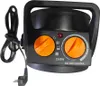 A black electric heater with orange control knobs and a black power cord, shown against a white background. Voir les images du produit