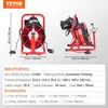 Two views of a red and black drain cleaning machine with specifications and accessories listed below. Podgląd zdjęcia produktu