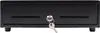 A black cash drawer with a key in the lock, shown from the front. Anteprima dell’immagine prodotto