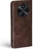 A brown flip case for a smartphone is shown from the side. Produktbild-Vorschau