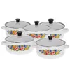 Set di 10 pentole smaltate con coperchi in vetro - Pentole Anteprima dell’immagine prodotto 6