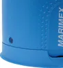 A close-up view of a blue plastic object with a textured surface and a small circular indentation. Produktbild-Vorschau