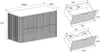 Diagrams showing the dimensions of a bathroom cabinet and its drawers. Náhled obrázku produktu
