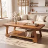 Salontafel van massief hout, 140 cm breed, bijzettafel met Productafbeelding-voorbeeld 1
