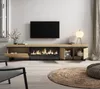 A modern living room with a TV stand featuring an electric fireplace. Produktbild-Vorschau