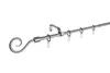 A silver curtain rod with decorative finials and rings, shown against a white background. Produktbild-Vorschau