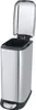 A stainless steel trash can with its lid open, shown against a white background. Produktbild-Vorschau